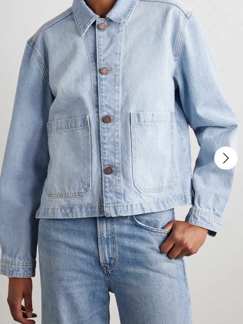 La Ligne Light Wash Denim Jacket in Pale Blue